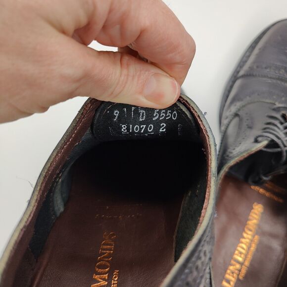 Allen Edmonds "Strandmok" Mens Cap-Toe Oxfords 9 D Black USA 5550 - Picture 7 of 12